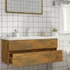 Füstös tölgy színű szerelt fa mosdószekrény 100 x 38,5 x 45 cm