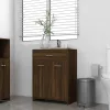 Barna tölgy színű szerelt fa fürdőszobaszekrény 60x33x80 cm