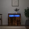 Füstös tölgy színű tálalószekrény LED-ekkel 80 x 35 x 75 cm