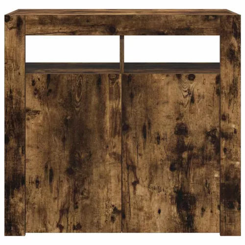 Füstös tölgy színű tálalószekrény LED-ekkel 80 x 35 x 75 cm