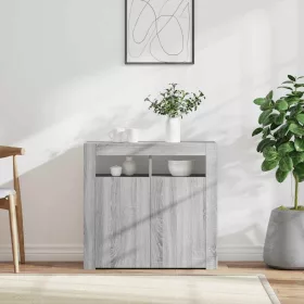   Szürke sonoma tálalószekrény LED-világítással 80 x 35 x 75 cm