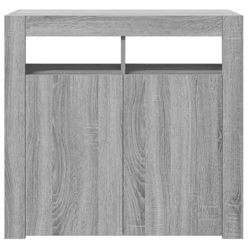 Szürke sonoma tálalószekrény LED-világítással 80 x 35 x 75 cm