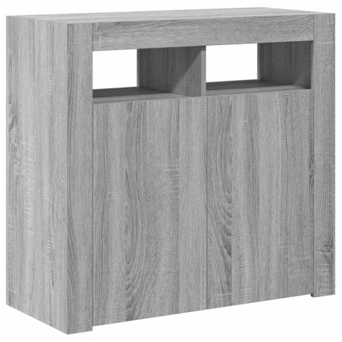 Szürke sonoma tálalószekrény LED-világítással 80 x 35 x 75 cm