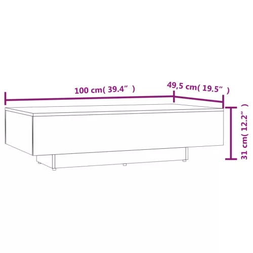 Füstös tölgy színű szerelt fa dohányzóasztal 100x49,5x31 cm