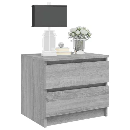 2 db szürke sonoma szerelt fa éjjeliszekrény 50 x 39 x 43,5 cm
