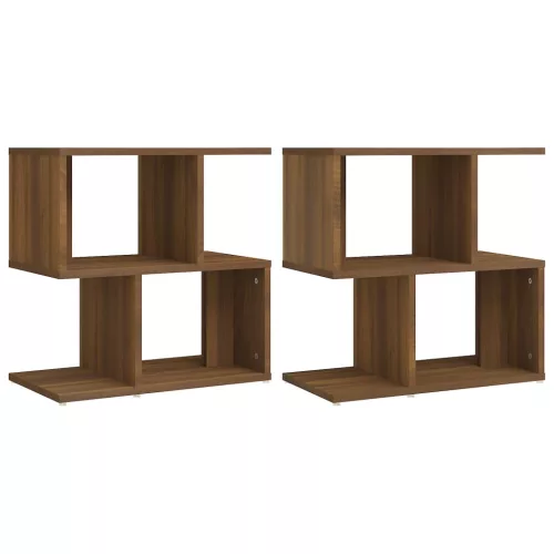 2 db barna tölgy színű szerelt fa éjjeliszekrény 50x30x51,5 cm