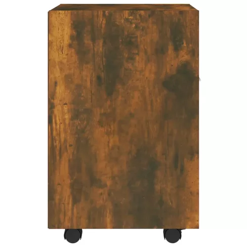 Füstös tölgy színű szerelt fa kisszekrény kerekes 33x38x60 cm