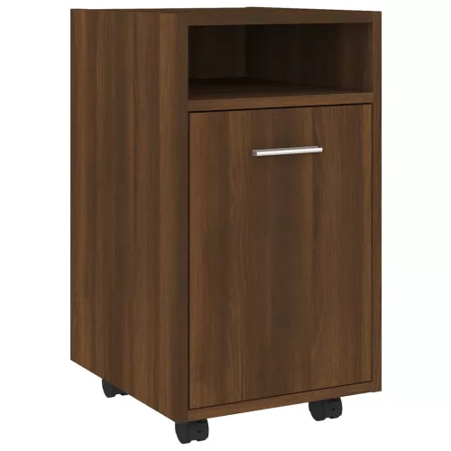 Barna tölgy színű szerelt fa kisszekrény kerekekkel 33x38x60 cm