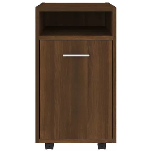 Barna tölgy színű szerelt fa kisszekrény kerekekkel 33x38x60 cm