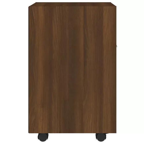 Barna tölgy színű szerelt fa kisszekrény kerekekkel 33x38x60 cm