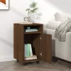 Barna tölgy színű szerelt fa kisszekrény kerekekkel 33x38x60 cm