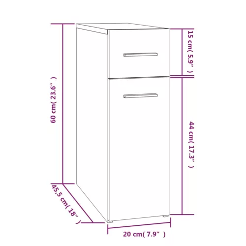 Füstös tölgy színű szerelt fa patikaszekrény 20 x 45,5 x 60 cm