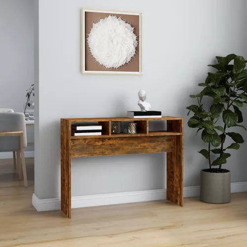 Füstös tölgyszínű szerelt fa tálalóasztal 105 x 30 x 80 cm