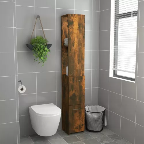 Füstös tölgy színű szerelt fa fürdőszobaszekrény 25x26,5x170 cm
