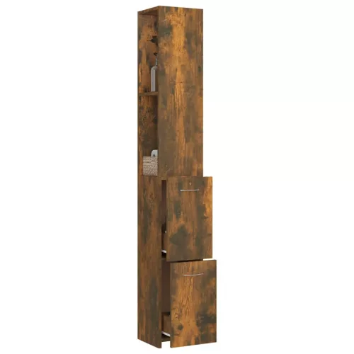 Füstös tölgy színű szerelt fa fürdőszobaszekrény 25x26,5x170 cm