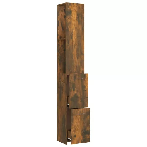 Füstös tölgy színű szerelt fa fürdőszobaszekrény 25x26,5x170 cm