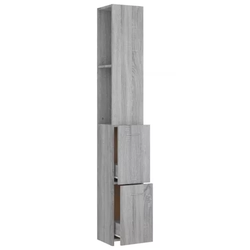 Szürke sonoma színű szerelt fa fürdőszobaszekrény 25x26,5x170cm