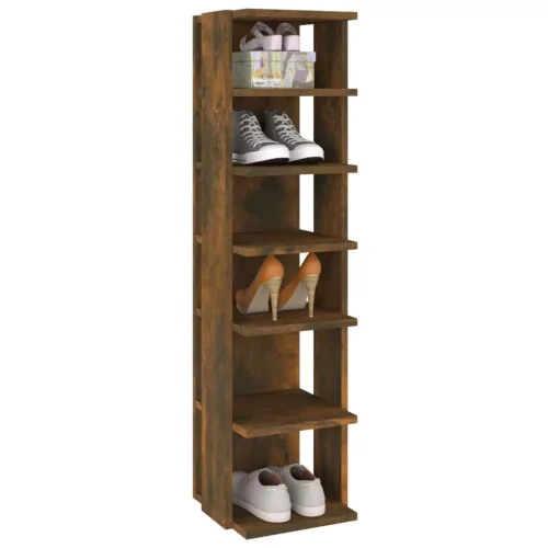 2 db füstös tölgy színű szerelt fa cipőtartó 27,5 x 27 x 102 cm