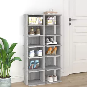   2 db szürke sonoma színű szerelt fa cipőtartó 27,5x27x102 cm