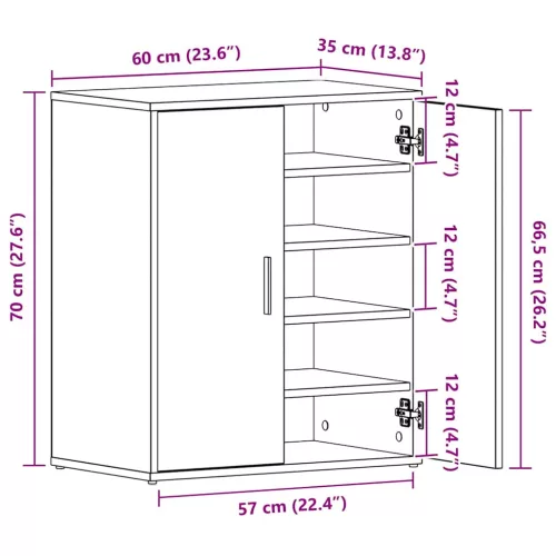 Füstös tölgy színű szerelt fa cipősszekrény 60 x 35 x 70