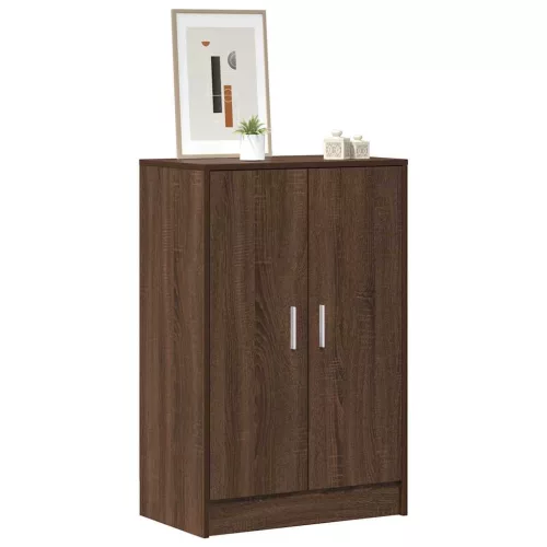 Barna tölgyszínű szerelt fa cipősszekrény 60 x 35 x 92 cm
