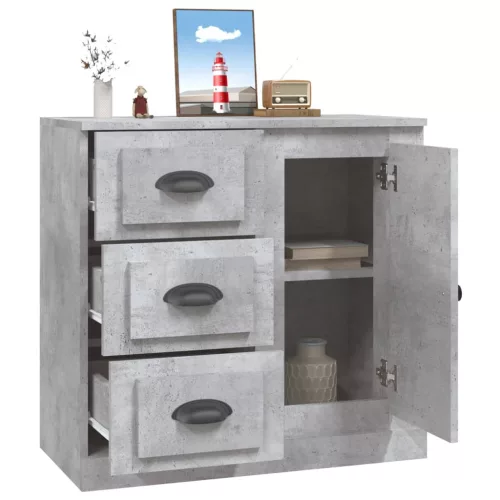 Betonszürke szerelt fa tálalószekrény 70x35,5x67,5 cm