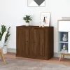 2 db barna tölgy színű szerelt fa tálalóasztal 37,5x35,5x67,5