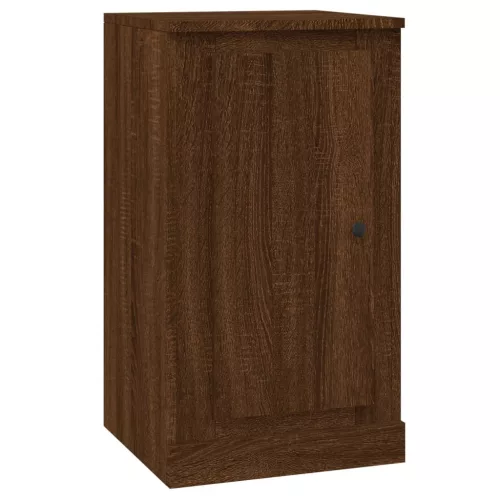 2 db barna tölgy színű szerelt fa tálalóasztal 37,5x35,5x67,5