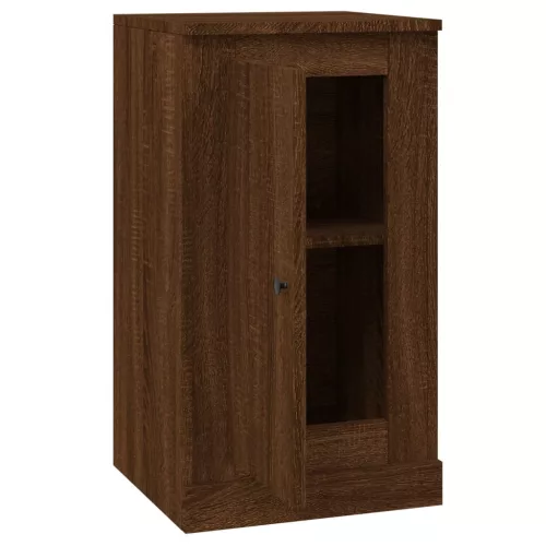 2 db barna tölgy színű szerelt fa tálalóasztal 37,5x35,5x67,5