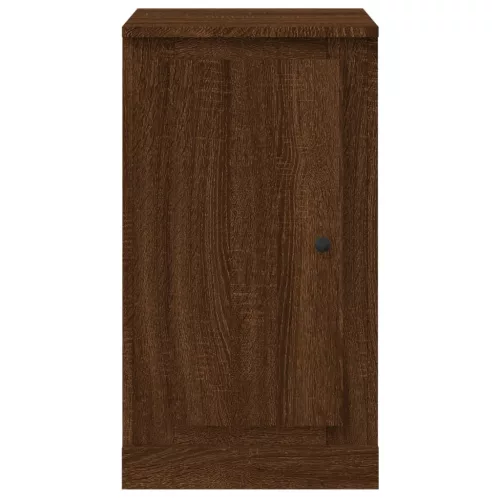 2 db barna tölgy színű szerelt fa tálalóasztal 37,5x35,5x67,5