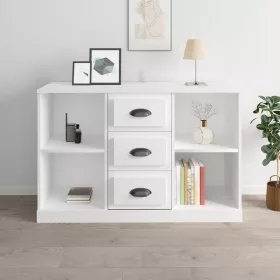   Magasfényű fehér szerelt fa tálalószekrény 104,5x35,5x67,5 cm