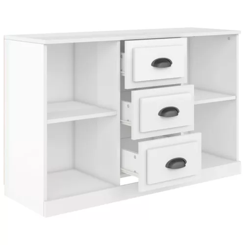 Magasfényű fehér szerelt fa tálalószekrény 104,5x35,5x67,5 cm