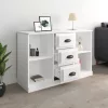 Magasfényű fehér szerelt fa tálalószekrény 104,5x35,5x67,5 cm