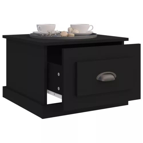 Fekete szerelt fa dohányzóasztal 50x50x35 cm