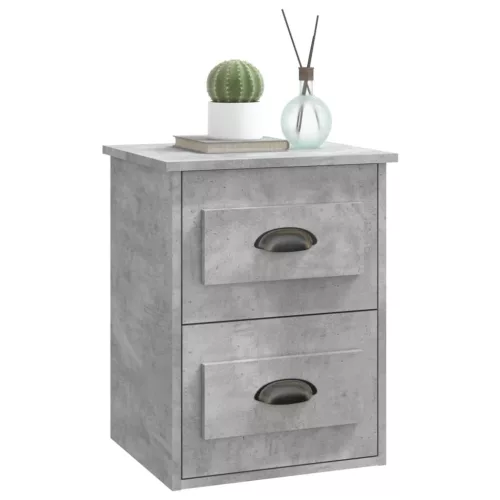 2 db betonszürke falra szerelhető éjjeliszekrény 41,5x36x53 cm