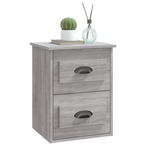 2 db szürke sonoma falra szerelhető éjjeliszekrény 41,5x36x53cm