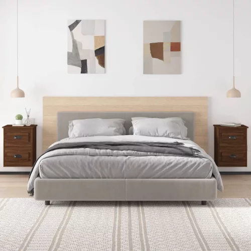 2db barna tölgyszínű falra szerelhető éjjeliszekrény 41,5x36x53
