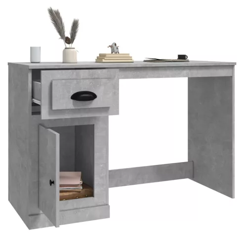 Betonszürke szerelt fa íróasztal fiókkal 115x50x75 cm