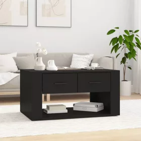 Fekete szerelt fa dohányzóasztal 80 x 50 x 40 cm