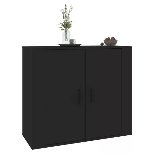 Fekete szerelt fa tálalószekrény 80x33 x70 cm