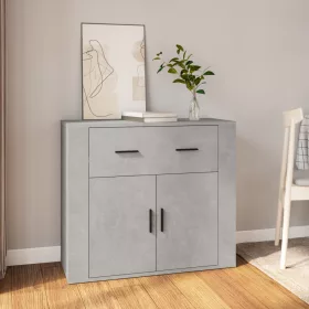 Betonszürke szerelt fa tálalószekrény 80x33x70 cm