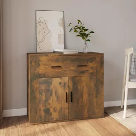   Füstös tölgy színű szerelt fa tálalószekrény 80x33x70 cm
