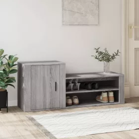   Szürke sonoma színű szerelt fa cipősszekrény 130 x 35 x 54 cm