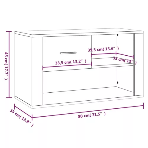 Betonszürke szerelt fa cipőszekrény 80x35x45 cm