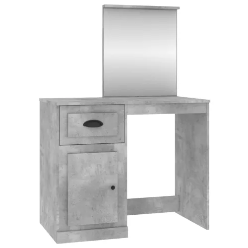 Betonszürke szerelt fa fésülködő asztal tükörrel 90x50x132,5 cm