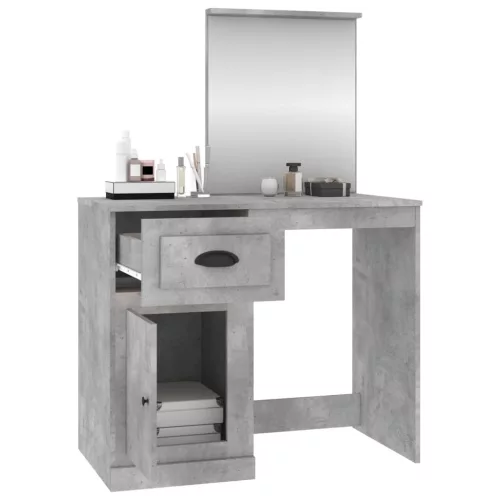 Betonszürke szerelt fa fésülködő asztal tükörrel 90x50x132,5 cm