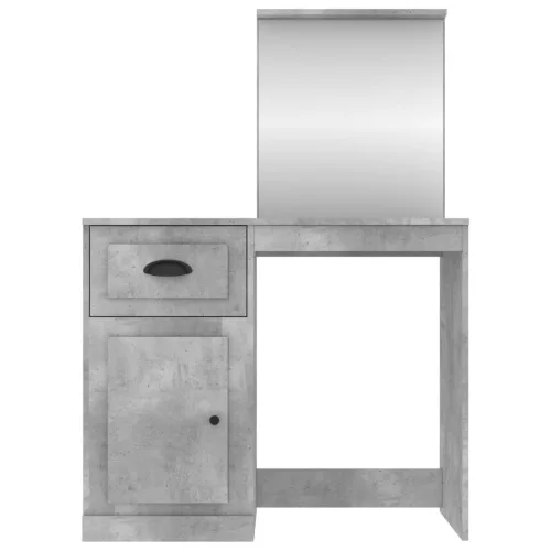 Betonszürke szerelt fa fésülködő asztal tükörrel 90x50x132,5 cm