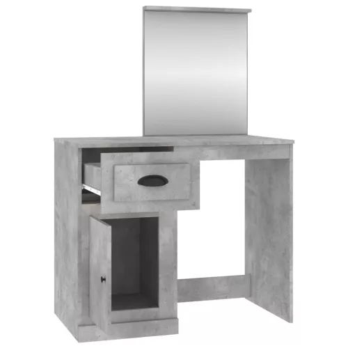 Betonszürke szerelt fa fésülködő asztal tükörrel 90x50x132,5 cm