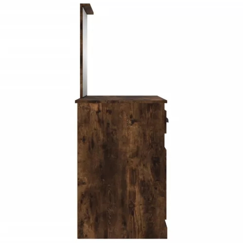 Füstös tölgy szerelt fa tükrös pipereasztal 90 x 50 x 132,5 cm