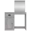 Szürke sonoma szerelt fa tükrös pipereasztal 90 x 50 x 132,5 cm